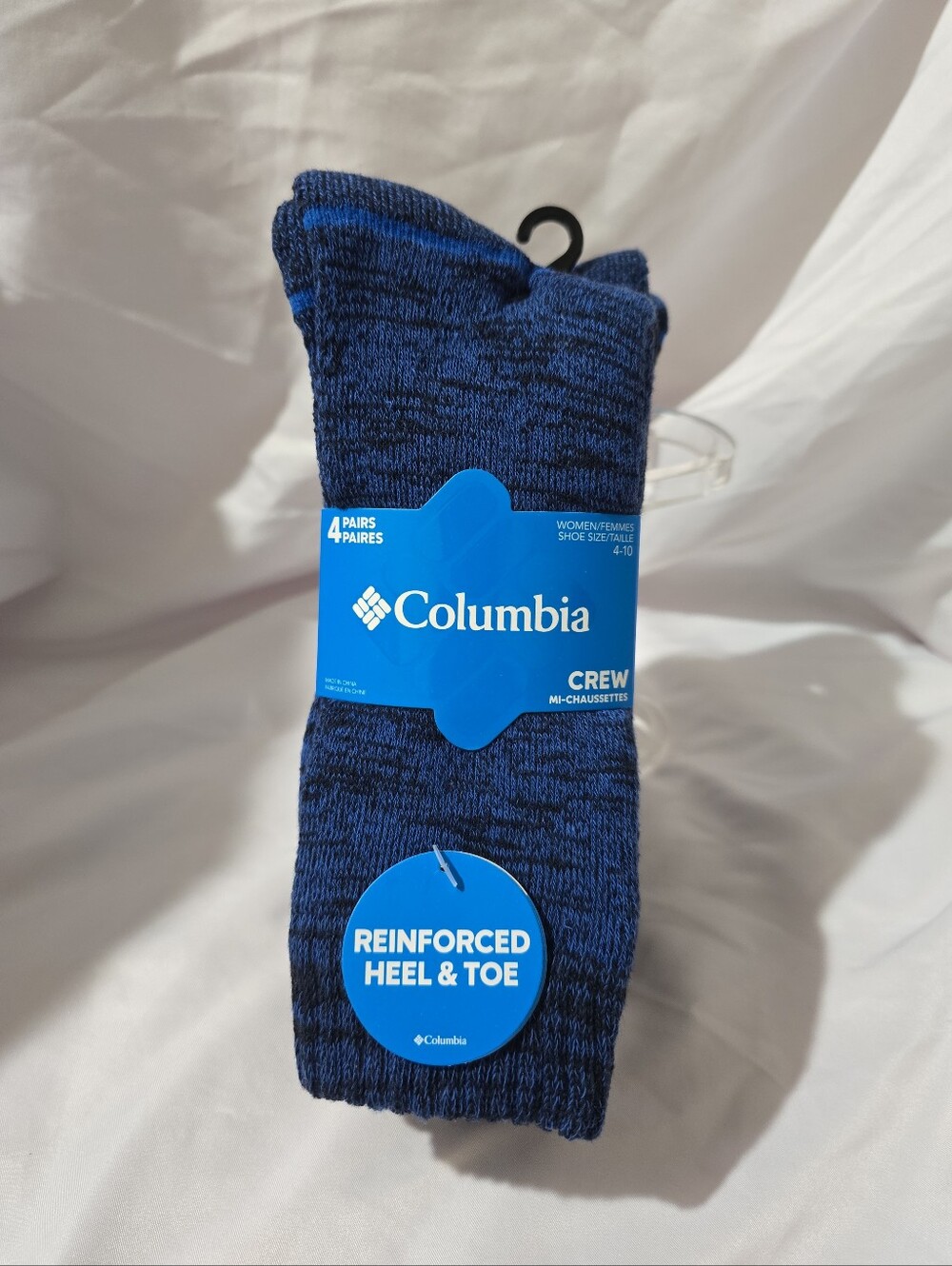 NWT Columbia Women's 4 Pairs Outdoor Boot Crew Socks Reinforced Heel & Toe Blue